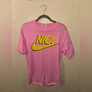Nicaragua “Nica” Pink and Yellow Graphic Tee for Men